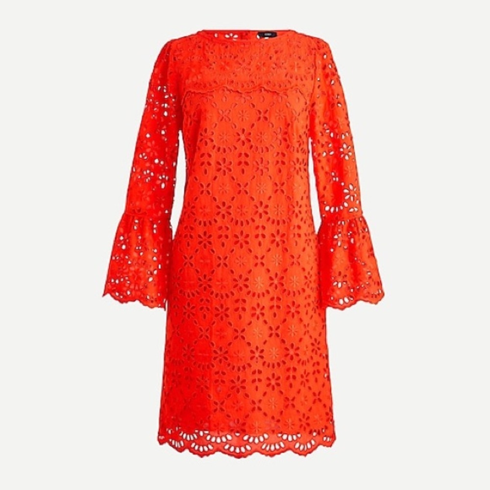 J.CREW Bell-sleeve dress in embroidered eyelet